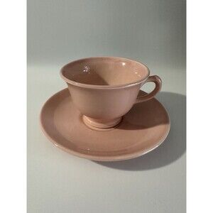 Vintage T.S.& T. Lu-Ray Pastels Pottery Pink Demitasse Cup & Saucer Set 1939